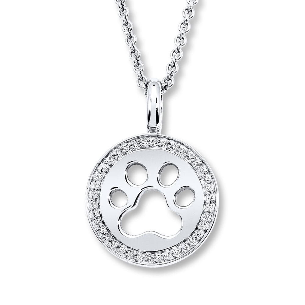 JARED Diamond Pawprint Necklace 1/10 ct tw Round
